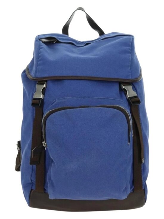 PRADA Backpack Canvas Blue Silver Auth 176786 main image 5